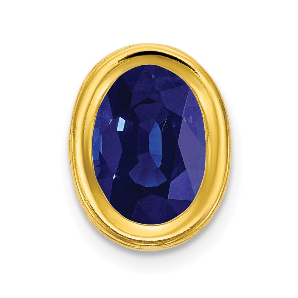 14K 7x5 mm Ovaler Saphir Anhänger mit Zargenfassung