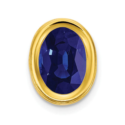14K 7x5 mm Ovaler Saphir Anhänger mit Zargenfassung