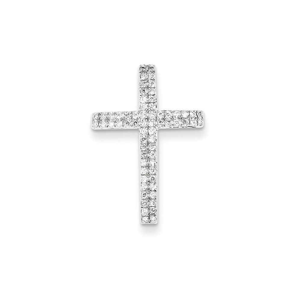 14K Weißgold Kreuzanhänger mit echtem Diamant/ohne Kette