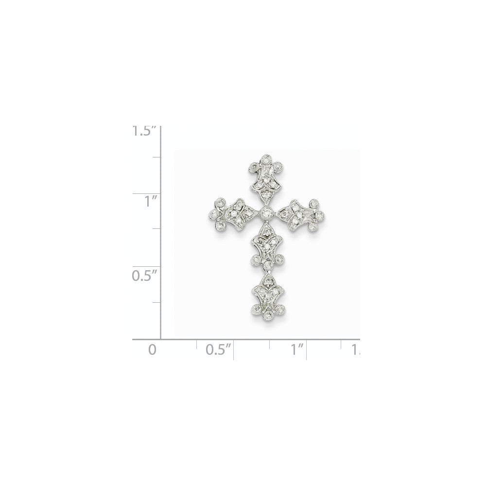 14K Weißgold Diamant-Kreuzanhänger mit Filigranmuster