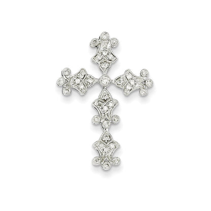 14K Weißgold Diamant-Kreuzanhänger mit Filigranmuster