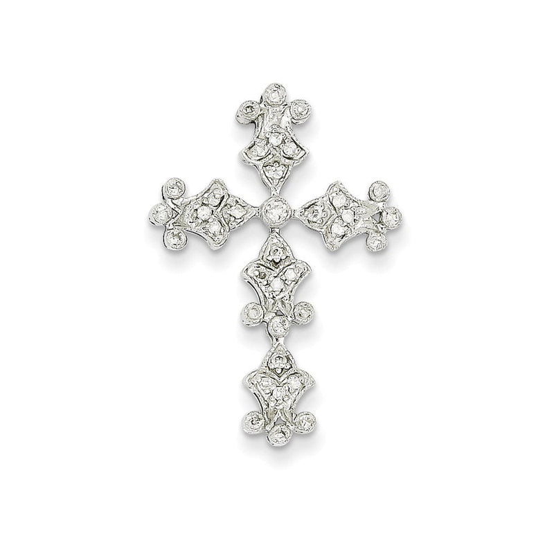 14K Weißgold Diamant-Kreuzanhänger mit Filigranmuster