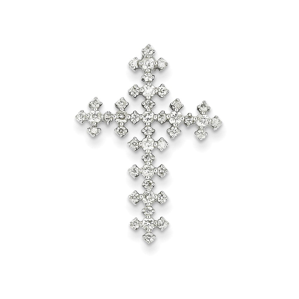 14K Weißgold Kreuz-Anhänger mit echten Diamanten, keltisches Design