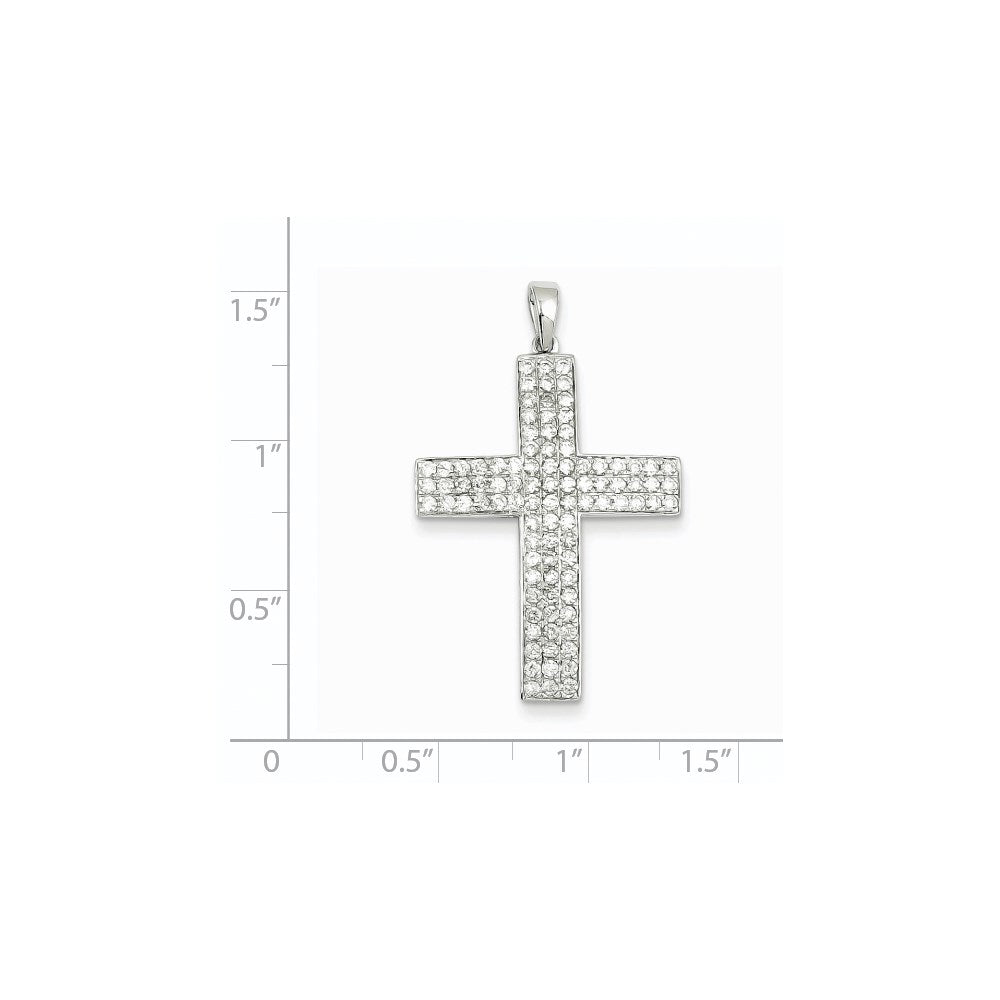 14K Weißgold Anhänger „Lateinisches Kreuz“ mit echtem Diamant