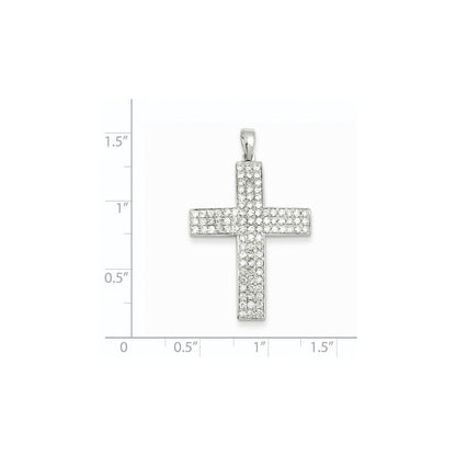 14K Weißgold Anhänger „Lateinisches Kreuz“ mit echtem Diamant
