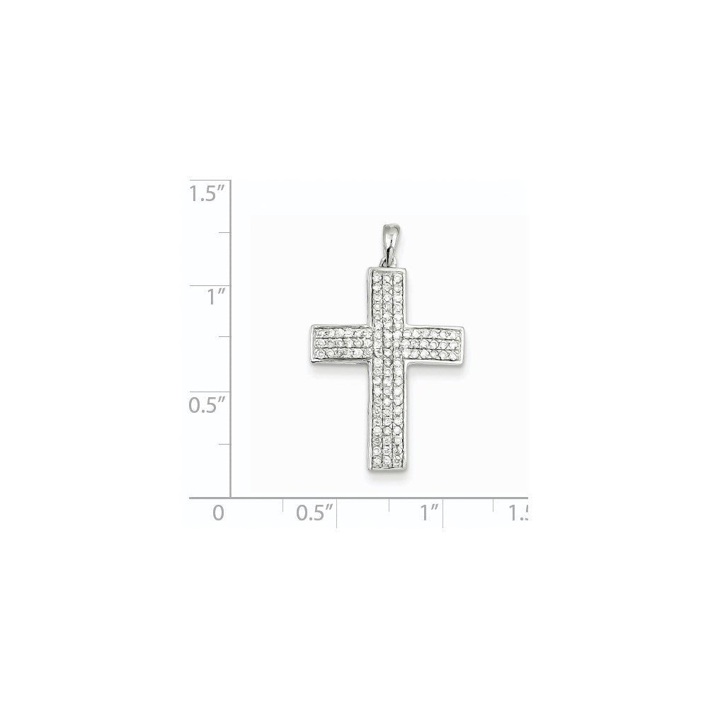 14K Weißgold Kreuzanhänger „Lateinisches Kreuz" mit echten Diamanten