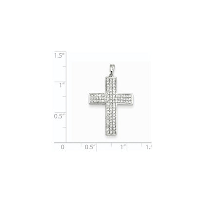 14K Weißgold Kreuzanhänger „Lateinisches Kreuz" mit echten Diamanten