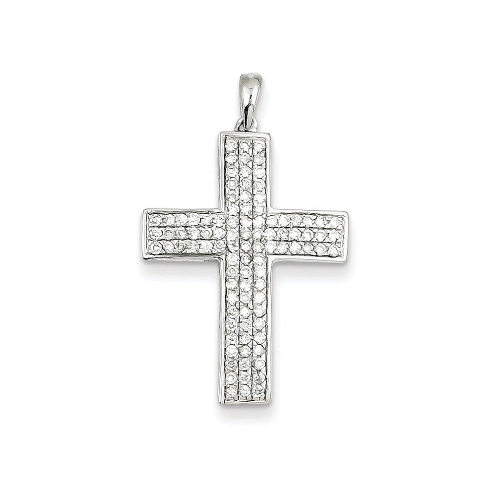14K Weißgold Kreuzanhänger „Lateinisches Kreuz" mit echten Diamanten