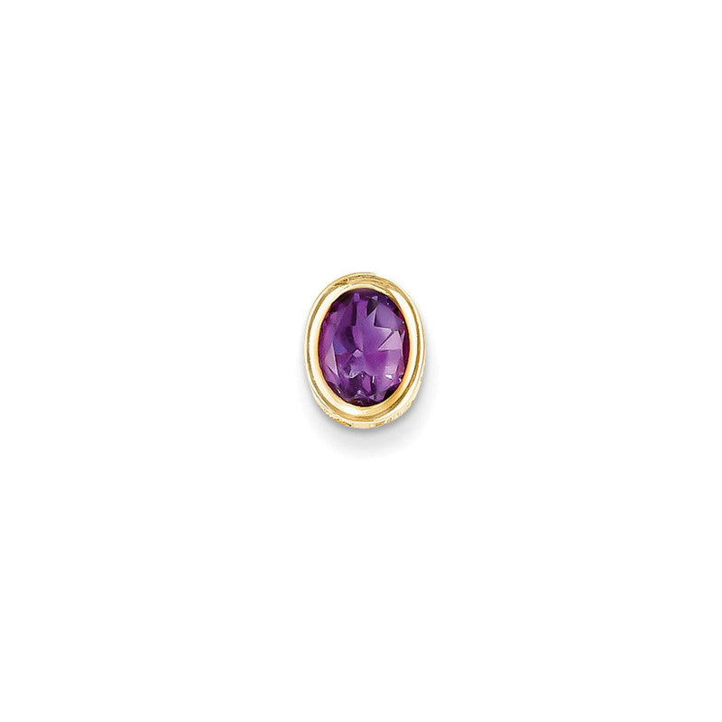 14K Gelbgold 8x6mm Oval-Amethyst Checker-Anhänger mit Zargenfassung