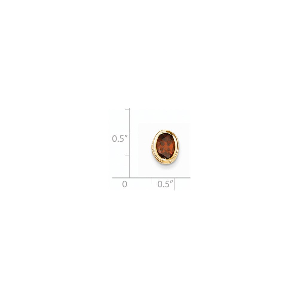 14K Gelbgold 8x6mm Oval Granat Anhänger mit Zargenfassung