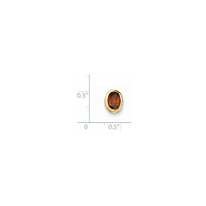 14K Gelbgold 8x6mm Oval Granat Anhänger mit Zargenfassung