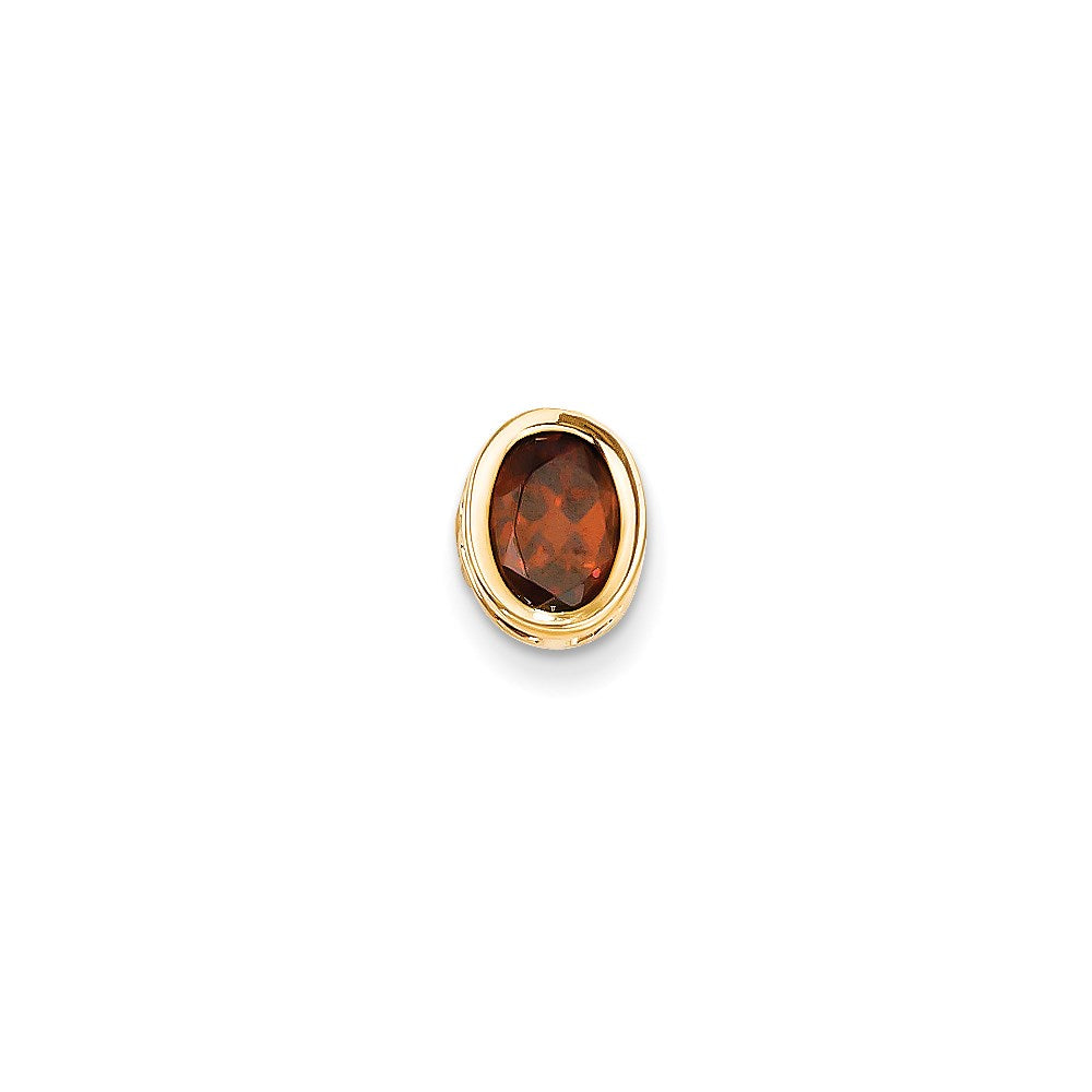 14K Gelbgold 8x6mm Oval-Granat-Anhänger mit Schachbrettschliff und Zargenfassung