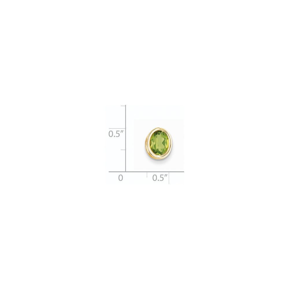 14K Gelbgold Peridot-Anhänger, 8x6 mm, oval, mit Zargenfassung