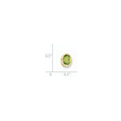 14K Gelbgold Peridot-Anhänger, 8x6 mm, oval, mit Zargenfassung