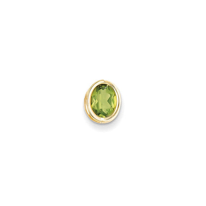 14K Gelbgold Peridot-Anhänger, 8x6 mm, oval, mit Zargenfassung