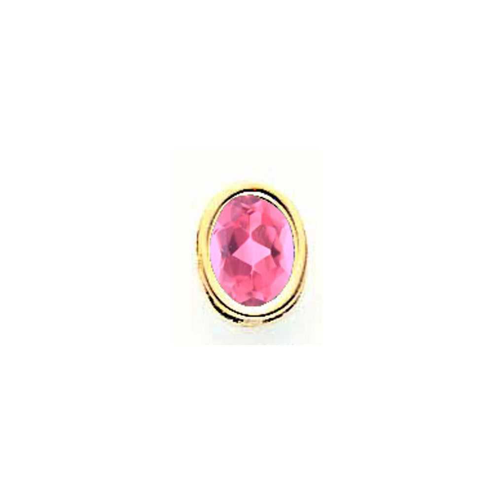 14K Gelbgold Anhänger mit Zargenfassung, 8x6 mm oval, rosa Turmalin