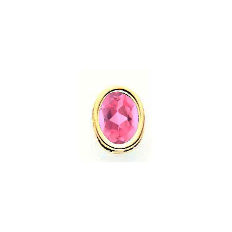 14K Gelbgold Anhänger mit Zargenfassung, 8x6 mm oval, rosa Turmalin