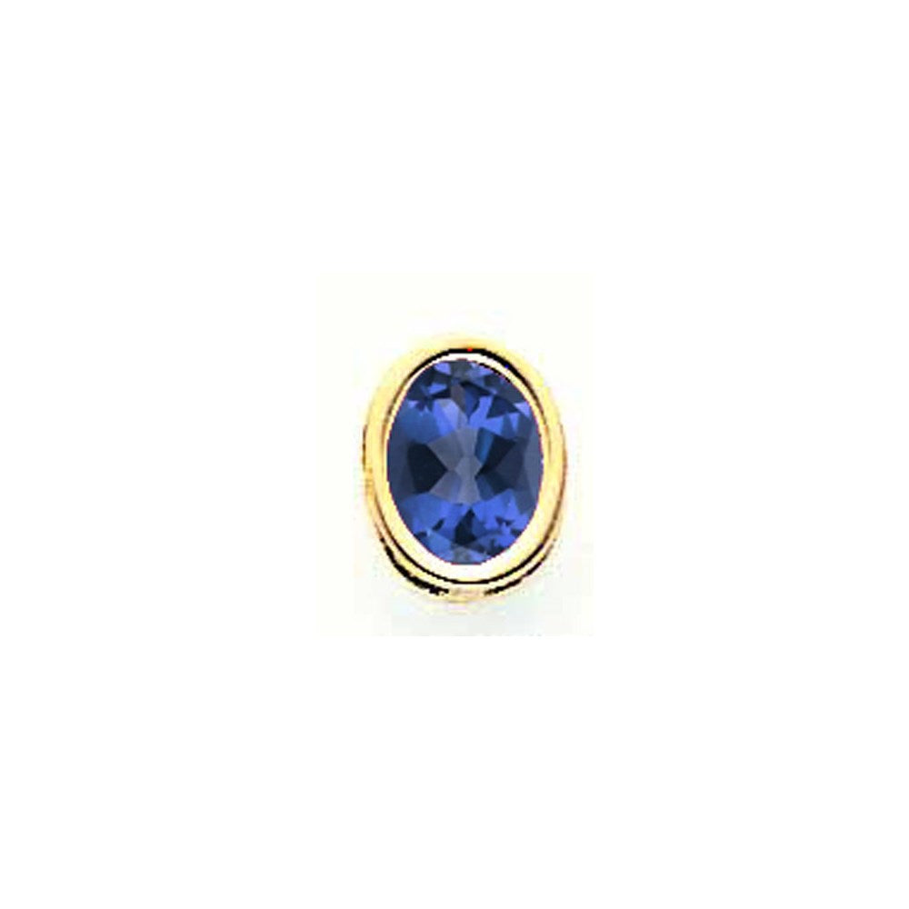 14K Gelbgold 8x6mm Ovaler Saphir Anhänger mit Zargenfassung