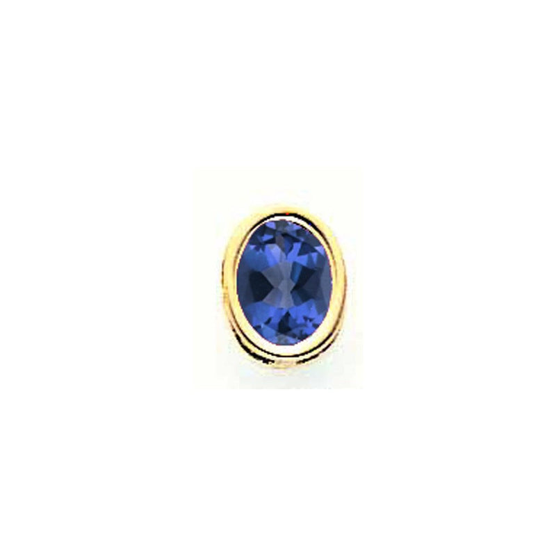 14K Gelbgold 8x6mm Ovaler Saphir Anhänger mit Zargenfassung