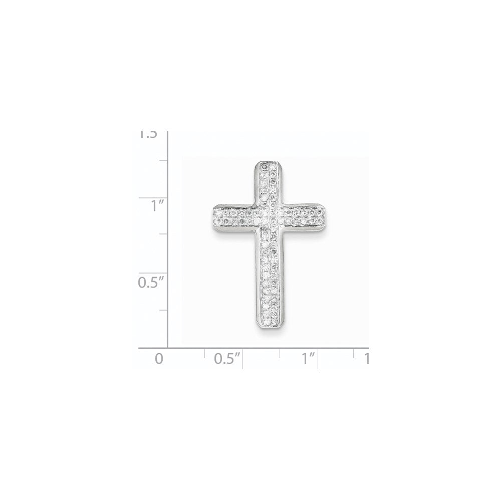 14K Weißgold Anhänger mit echtem Diamant-Lateinkreuz