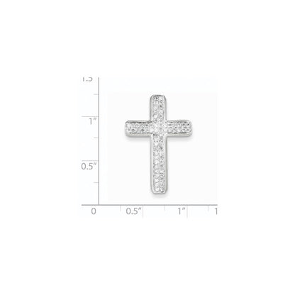 14K Weißgold Anhänger mit echtem Diamant-Lateinkreuz