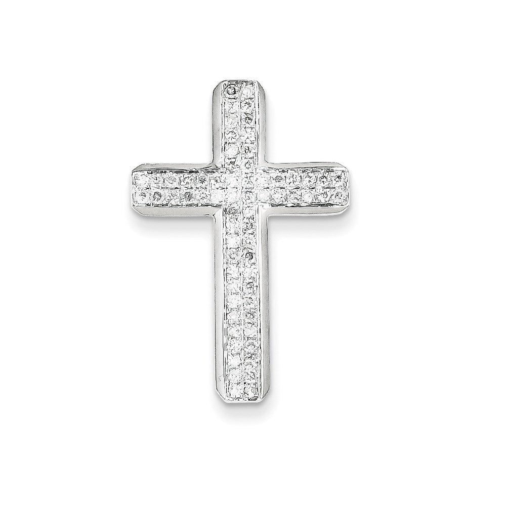 14K Weißgold Anhänger mit echtem Diamant-Lateinkreuz