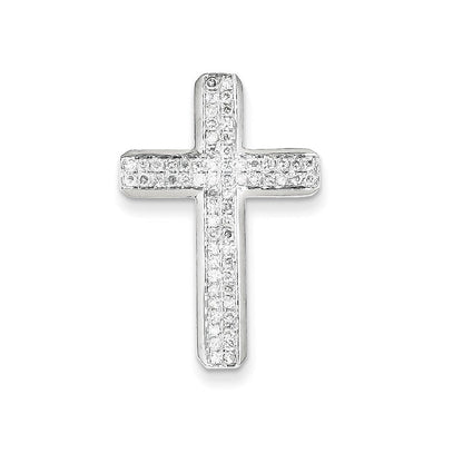 14K Weißgold Anhänger mit echtem Diamant-Lateinkreuz