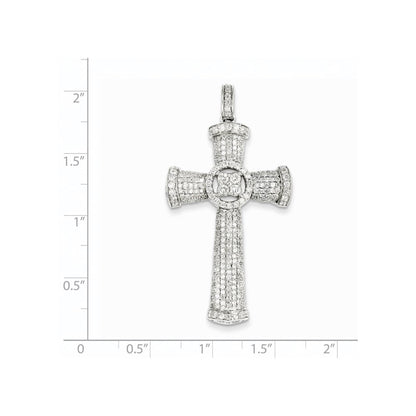 14K Weißgold Kreuzanhänger mit echten Diamanten
