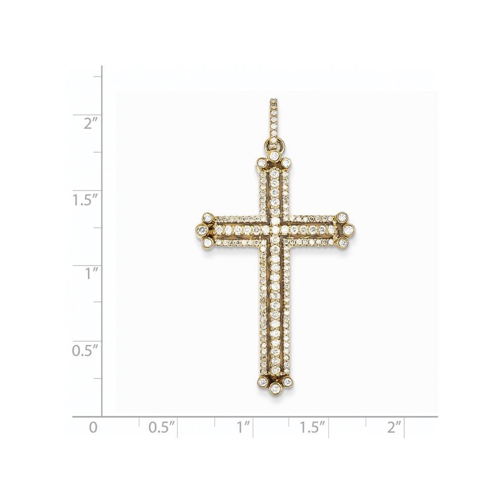 14K Gelbgold Echt Diamant Kreuz-Anhänger mit Knospen-Design