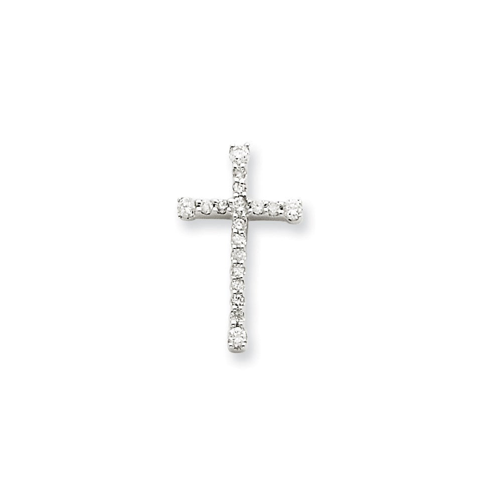 14K Weißgold Kreuzanhänger mit echten Diamanten