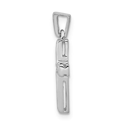 14K Weißgold Echtdiamant-Kreuzanhänger (Lateinisches Kreuz)