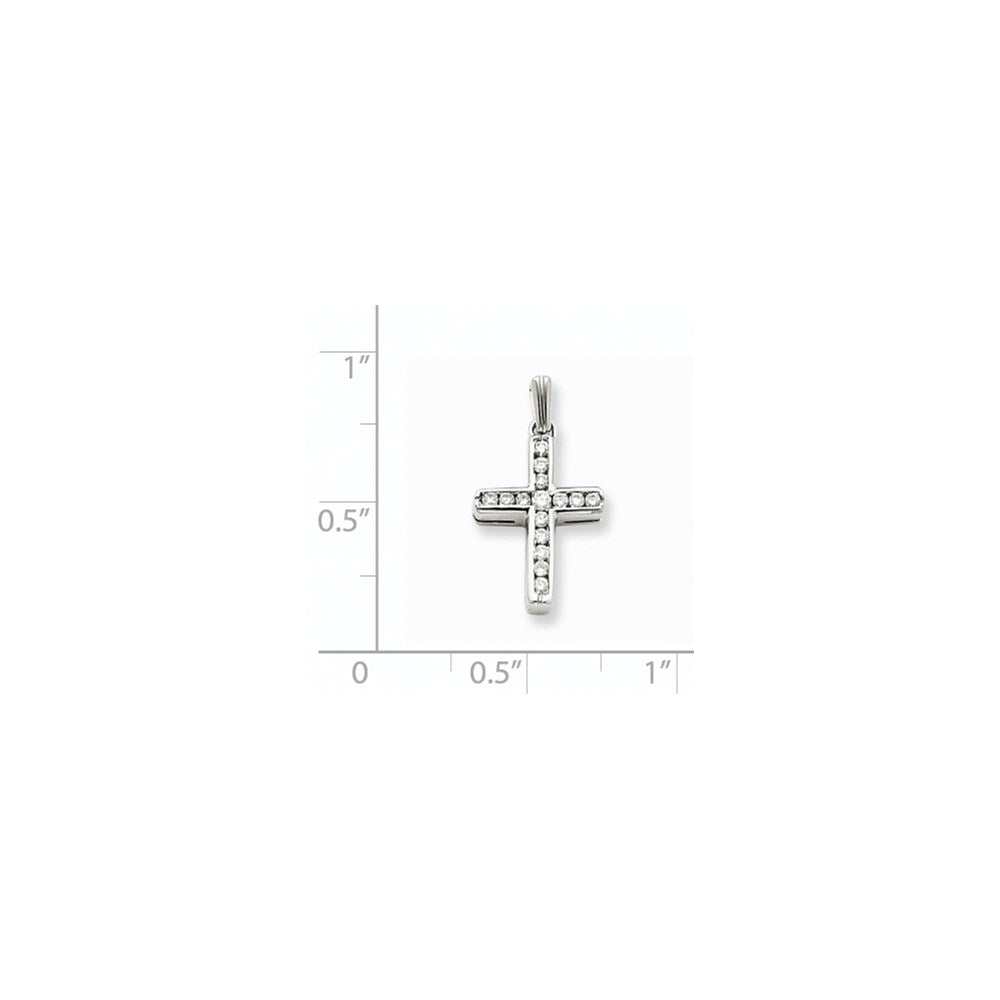 14K Weißgold Echtdiamant-Kreuzanhänger (Lateinisches Kreuz)