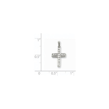 14K Weißgold Echtdiamant-Kreuzanhänger (Lateinisches Kreuz)
