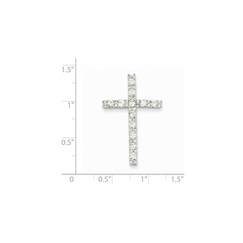 14K Weißgold Lateinisches Kreuz Anhänger mit echtem Diamant