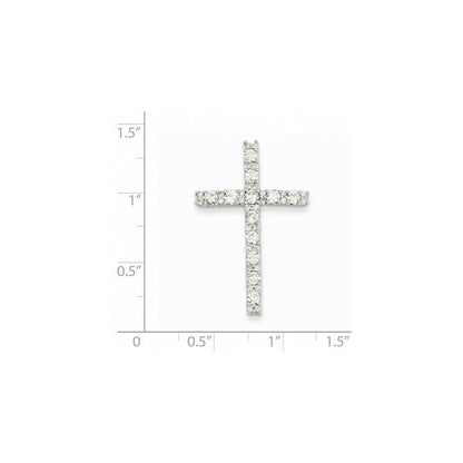 14K Weißgold Lateinisches Kreuz Anhänger mit echtem Diamant