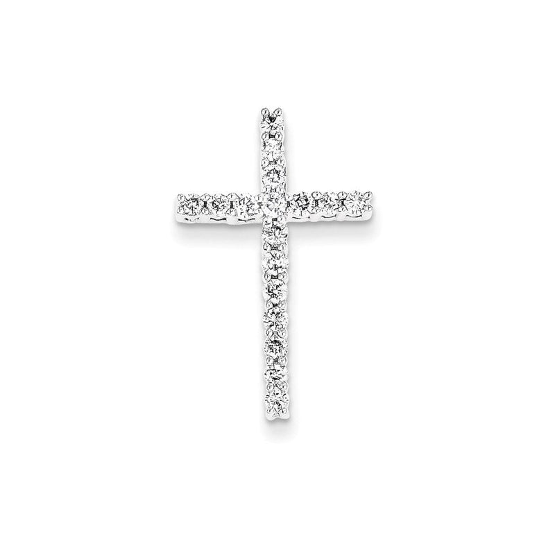 14K Weißgold Diamant-Kreuz-Anhänger