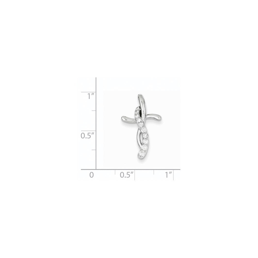 14K Weißgold Kreuz-Anhänger mit echten Diamanten