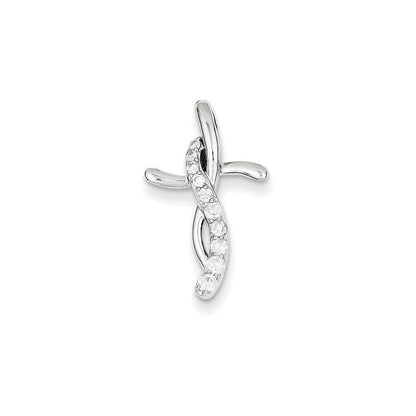 14K Weißgold Kreuz-Anhänger mit echten Diamanten