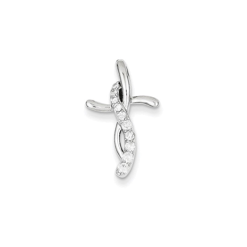 14K Weißgold Kreuz-Anhänger mit echten Diamanten