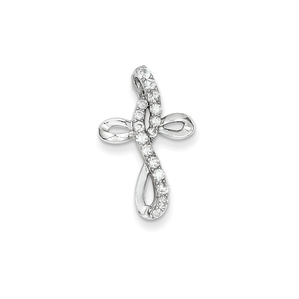 14K Weißgold Kreuzanhänger mit echten Diamanten