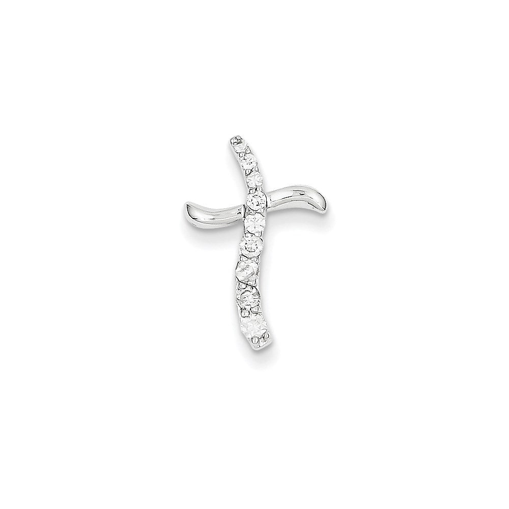 14K Weißgold Kreuzanhänger mit echten Diamanten