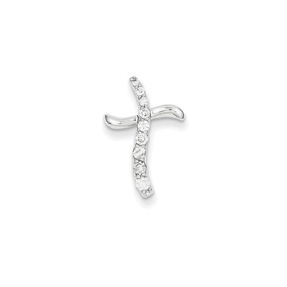 14K Weißgold Kreuzanhänger mit echten Diamanten