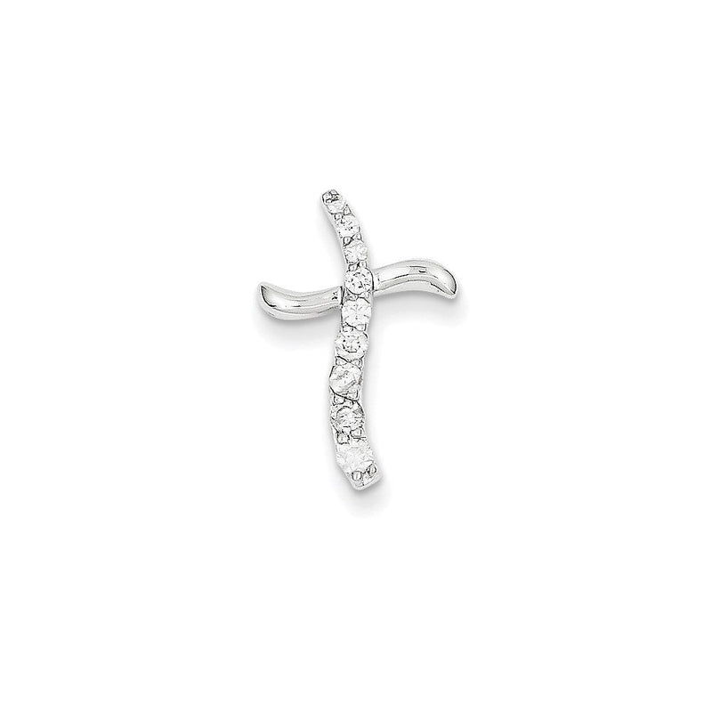 14K Weißgold Kreuzanhänger mit echten Diamanten