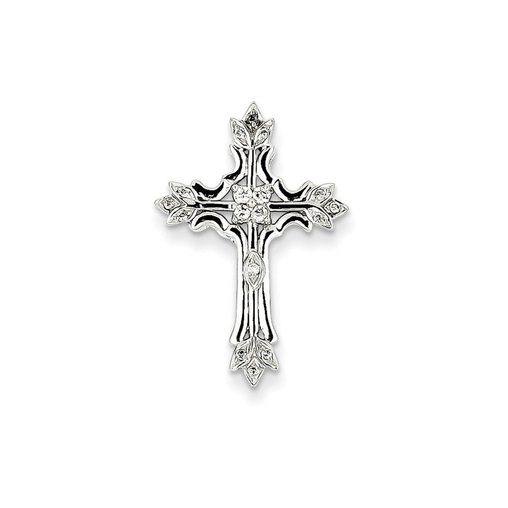 14K Weißgold Anhänger mit echtem Diamant in Kreuzform
