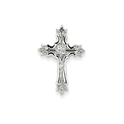 14K Weißgold Anhänger mit echtem Diamant in Kreuzform