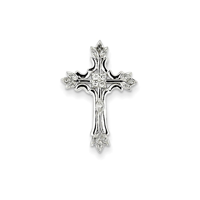 14K Weißgold Anhänger mit echtem Diamant in Kreuzform