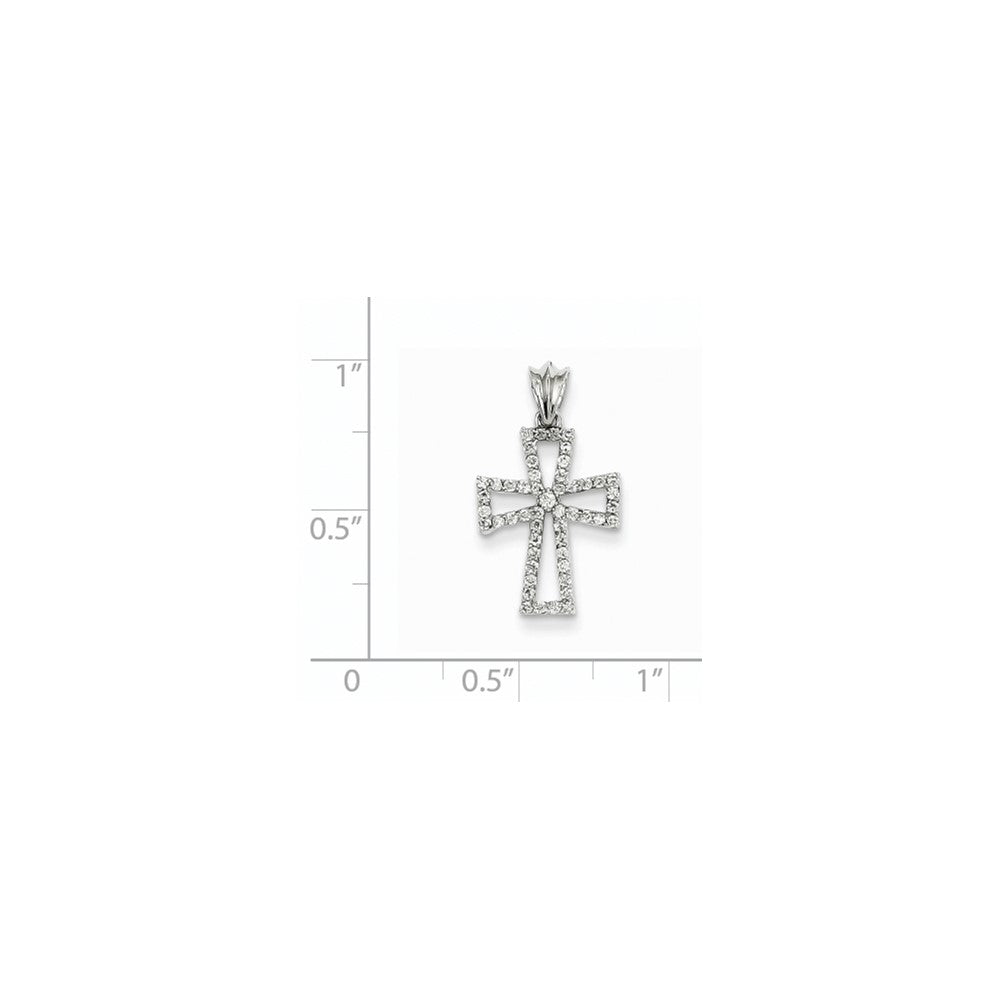 14 K Weißgold Anhänger mit echtem Diamant-Kreuz