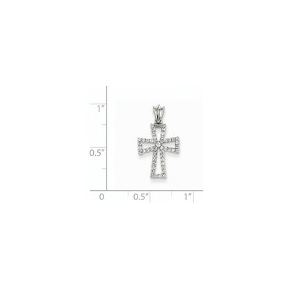 14 K Weißgold Anhänger mit echtem Diamant-Kreuz