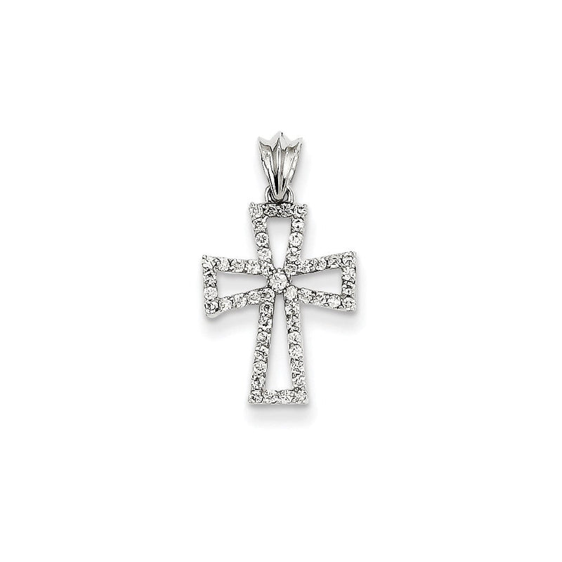 14 K Weißgold Anhänger mit echtem Diamant-Kreuz