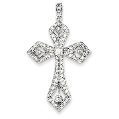 14k Weißgold Kreuzanhänger mit echten Diamanten